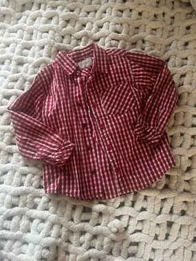 Old Navy Red and White Plaid Button-Down Shirt for Kids